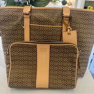 Coach Tan and Brown Signature Tote